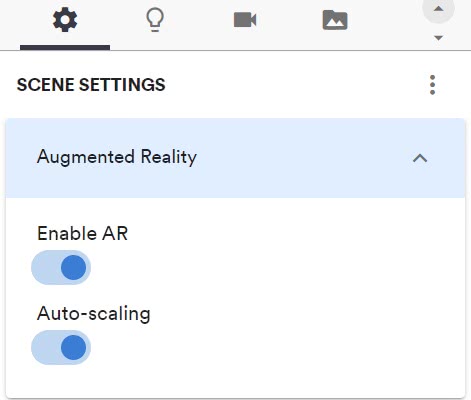 This is an image that shows the new AR settings in ShapeDiver.